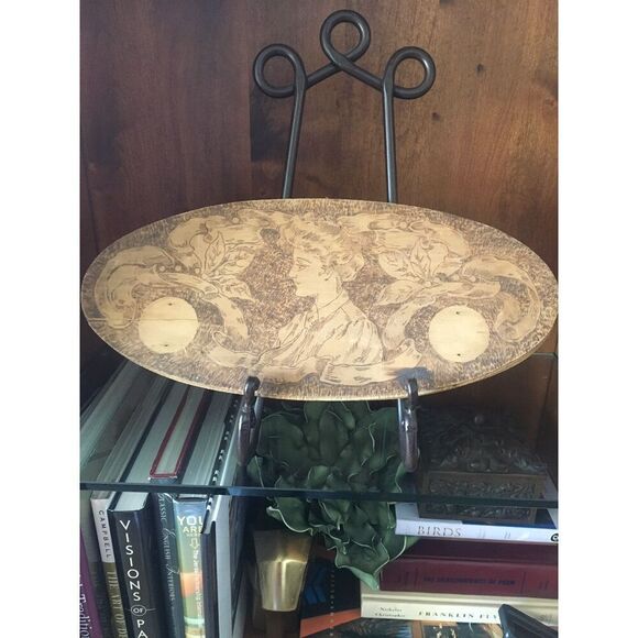 Antique Wood Burned Carving - Picture 1 of 10